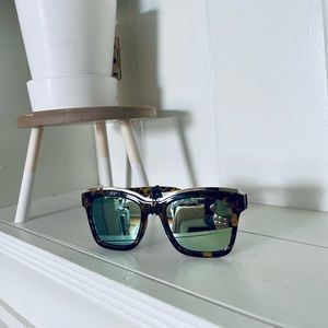 Animal Print Reflective Oversized Sunglasses